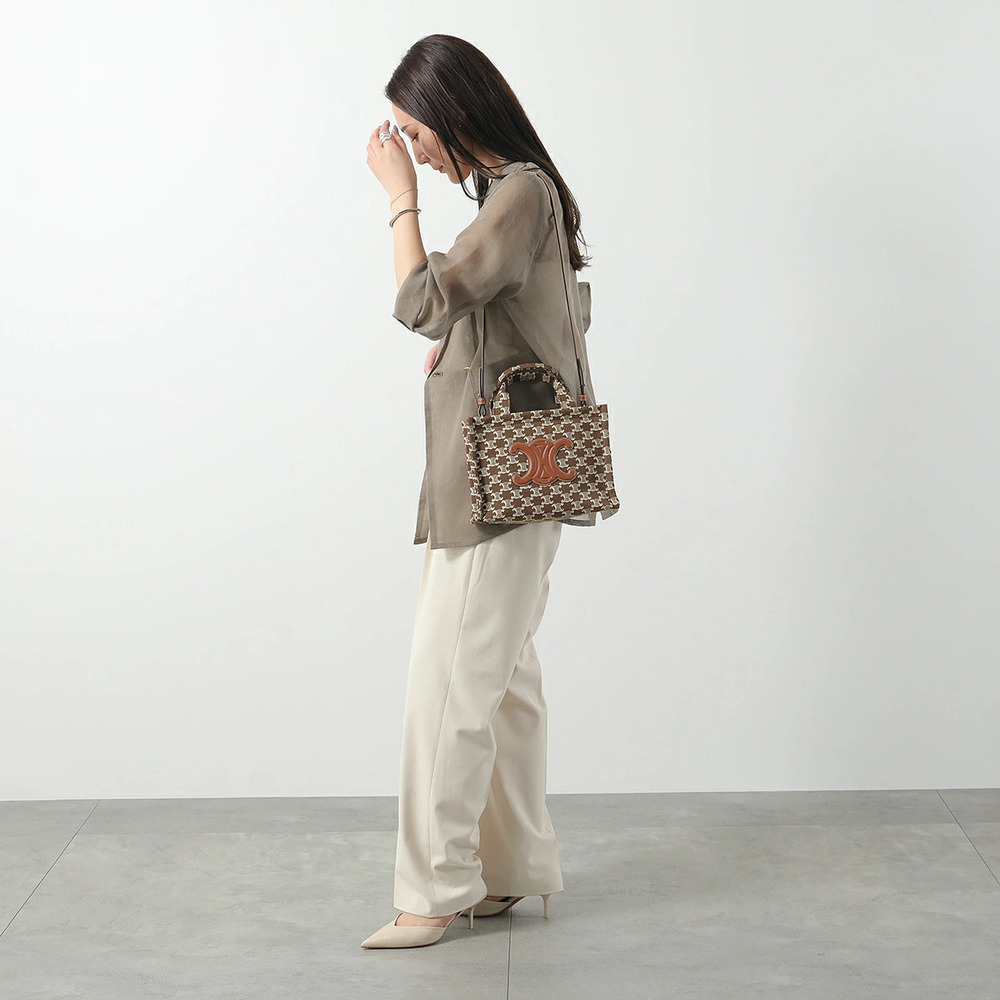 Celine Cabas Shoulder Bag Handbag Triomphe Monogram